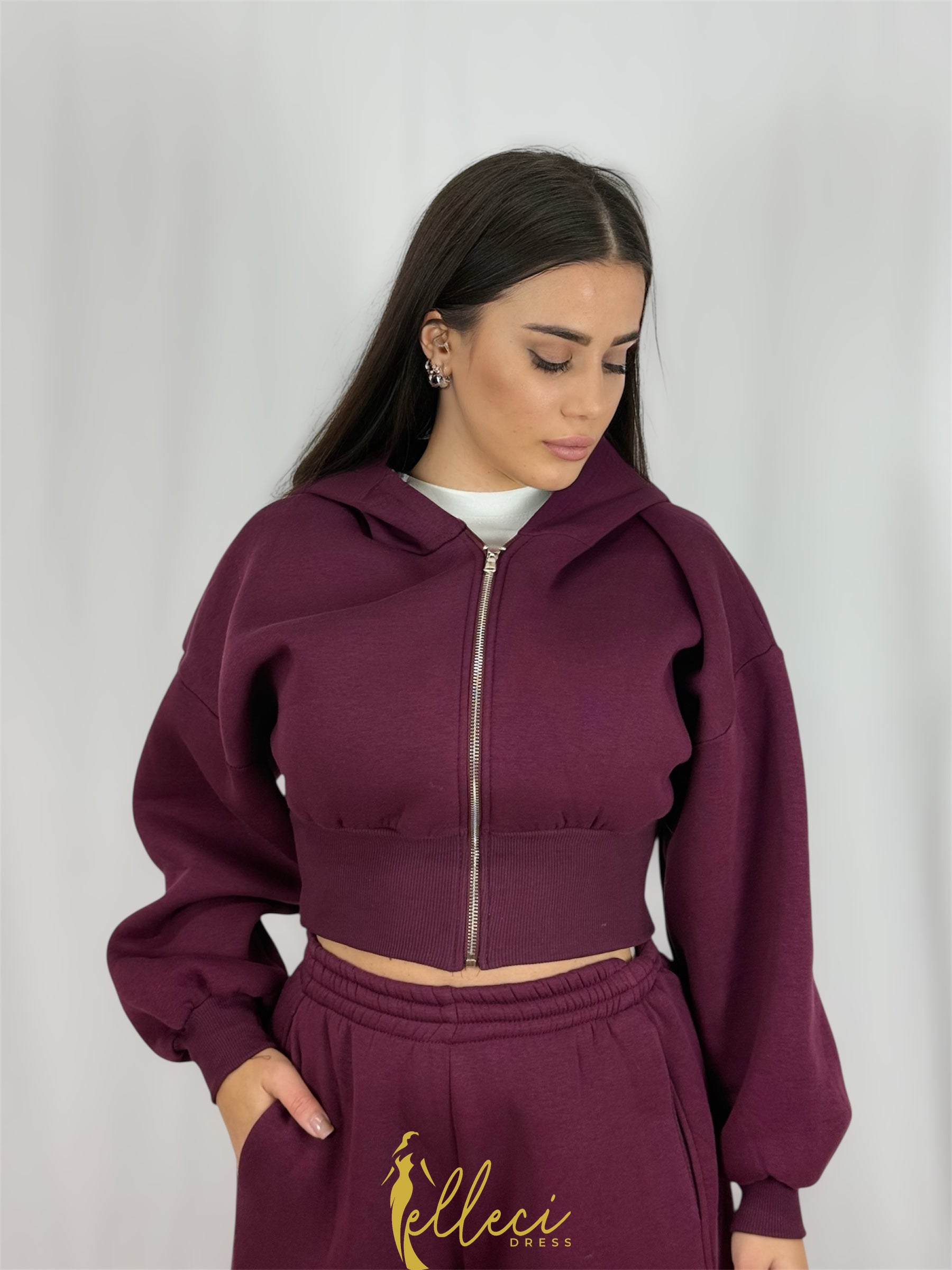 FELPA TUTA CROP DIAMANTE